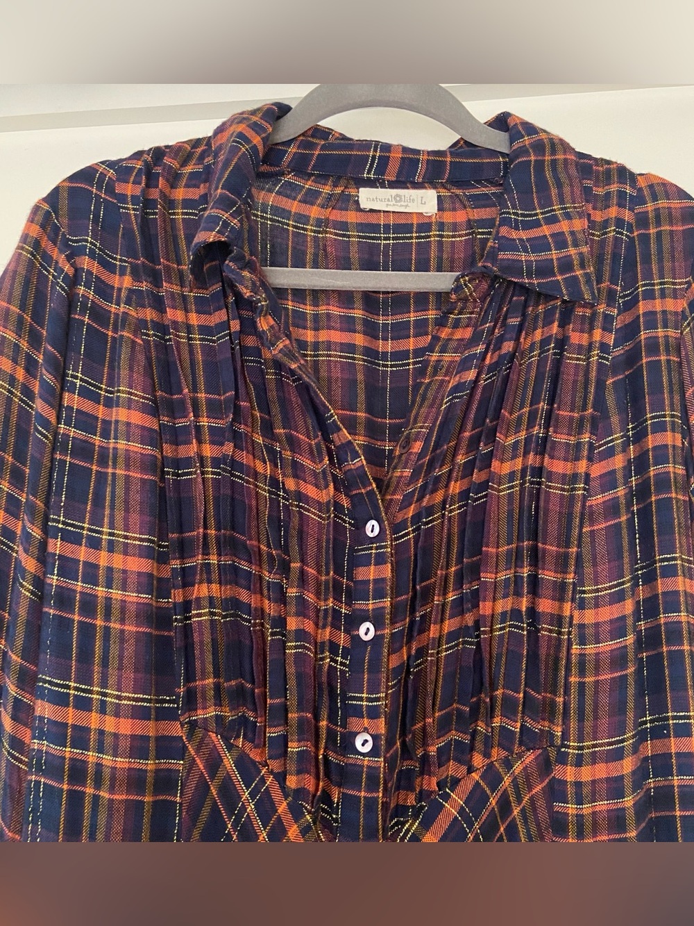 Natural Life Hailee Plaid Maxi Shirt Dress Large Country Boho Western Rustic - Picture 7 of 14